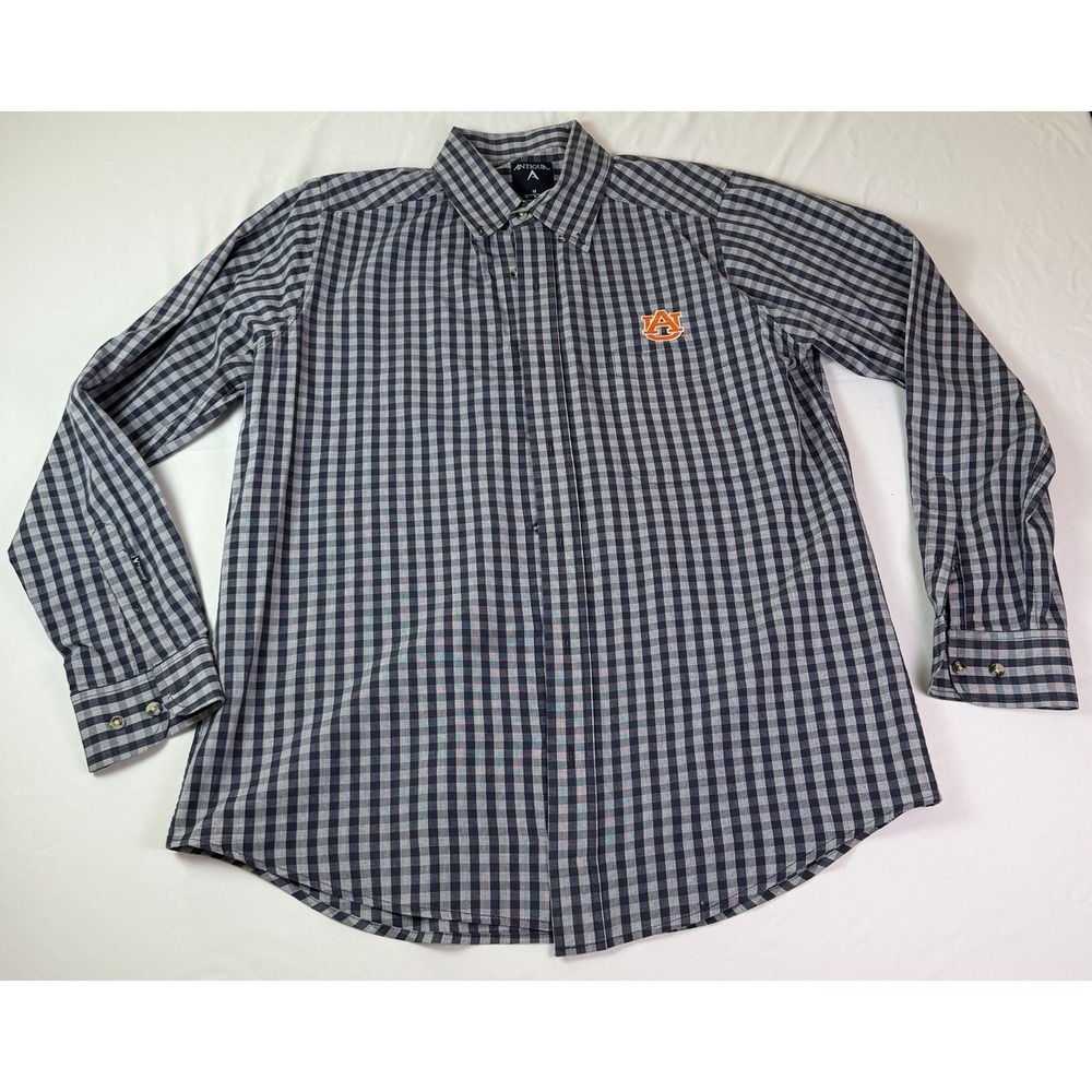 Antigua Plaid Button Up Pocket Shirt - Auburn University - Size Medium